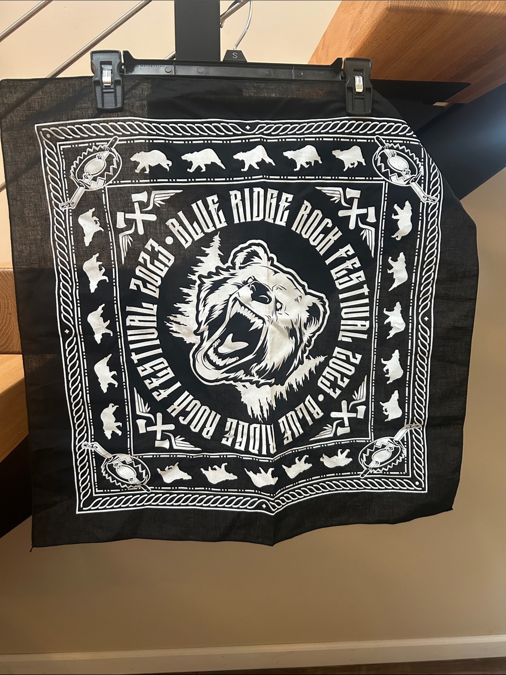 Blue Ridge Rock Festival Black Bear Bandana - Unbranded